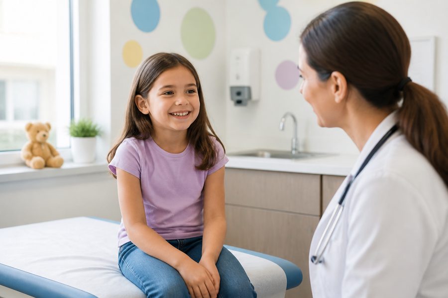 Child with family doctor