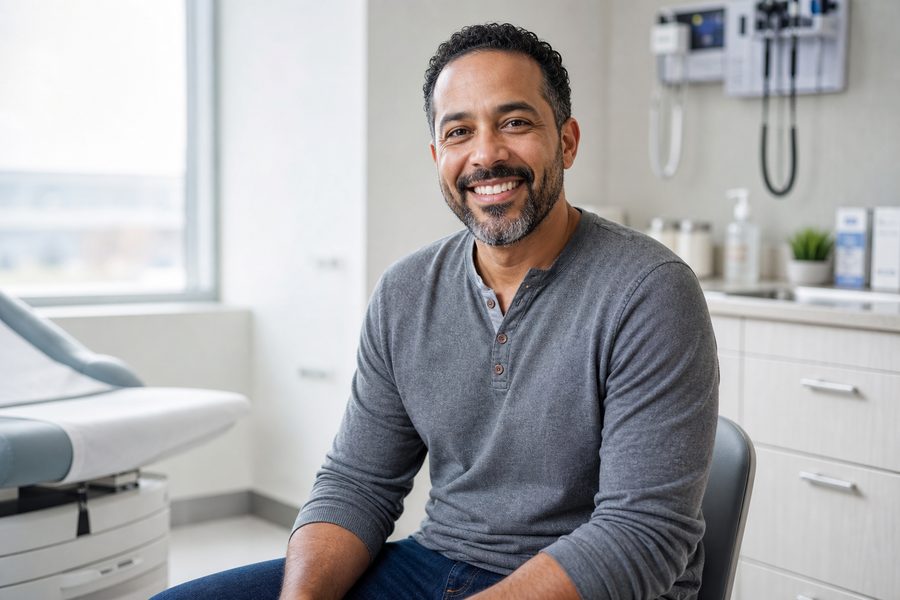 Man at a clinic visit